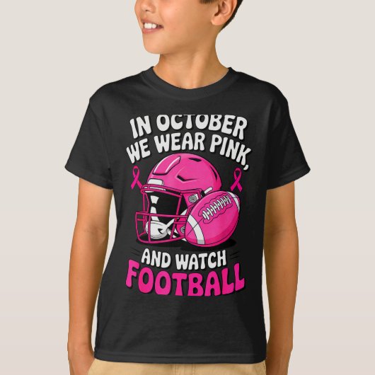 In October We Wear Nk Breast Football Cancer Aware T-shirt (Voorkant)