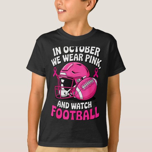 In October We Wear Nk Breast Football Cancer Aware T-shirt (Voorkant)