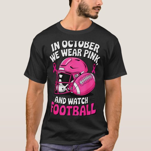 In October We Wear Nk Breast Football Cancer Aware T-shirt (Voorkant)