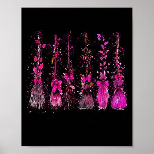 In October We Wear Nk Broom Witch Breast Cancer Ha Poster (Voorkant)