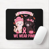 In October We Wear Nk Cute Cat Breast Cancer Aware Muismat (Met muis)