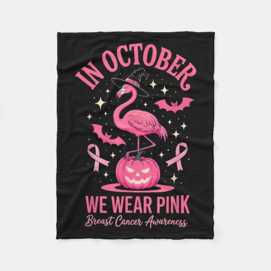 In October We Wear Nk Flamingo Halloween Fleece Deken (Voorkant)
