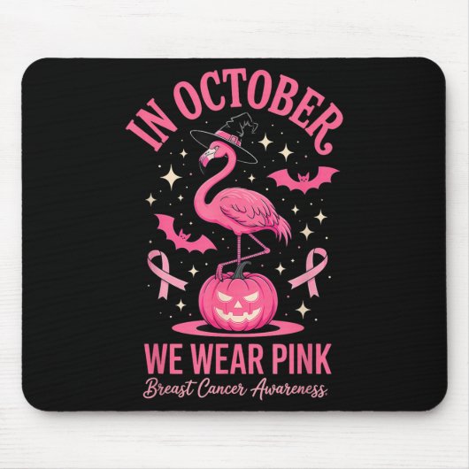 In October We Wear Nk Flamingo Halloween Muismat (Voorkant)