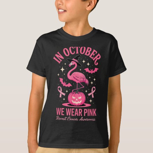 In October We Wear Nk Flamingo Halloween  T-shirt (Voorkant)