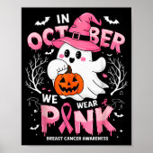 In October We Wear Nk Funny Halloween Ghost Breast Poster (Voorkant)