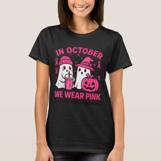 In October We Wear Nk Ghost Breast Cancer Awarenes T-shirt (Voorkant)