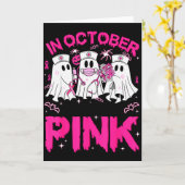 In October We Wear Nk Ghost Nurse Halloween Breast Kaart (Gele Bloem)