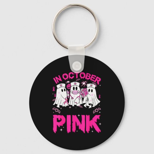 In October We Wear Nk Ghost Nurse Halloween Breast Sleutelhanger (Voorkant)