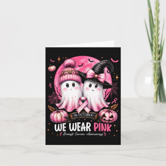 In October We Wear Nk Ghost Witch Breast Cancer Aw Kaart (Voorkant)