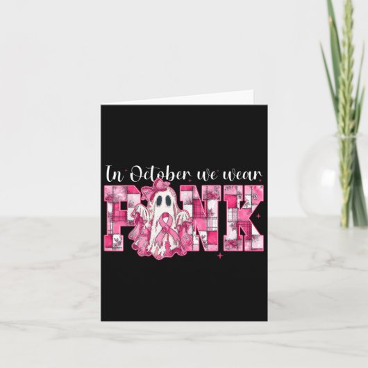 In October We Wear Nk Ghost Witch Breast Cancer Aw Kaart (Voorkant)