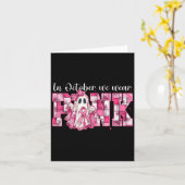 In October We Wear Nk Ghost Witch Breast Cancer Aw Kaart (Gele Bloem)