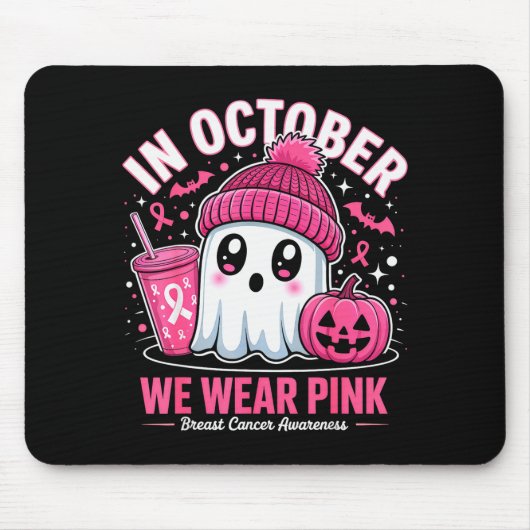 In October We Wear Nk Ghost Witch Breast Cancer Aw Muismat (Voorkant)