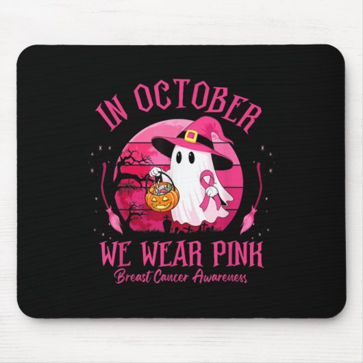 In October We Wear Nk Ghost Witch Breast Cancer Aw Muismat (Voorkant)