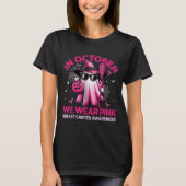 In October We Wear Nk Ghost Witch Breast Cancer Aw T-shirt (Voorkant)