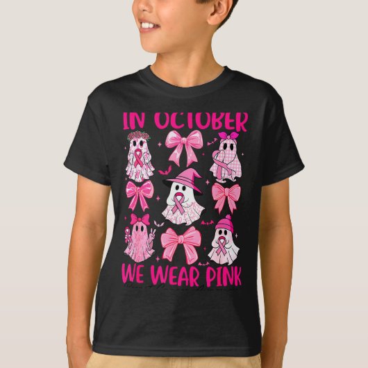In October We Wear Nk Ghost Witch Breast Cancer Aw T-shirt (Voorkant)