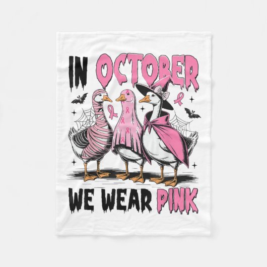 In October We Wear Nk Goose Breast Cancer Awarenes Fleece Deken (Voorkant)