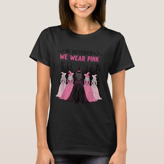 In October We Wear Nk Halloween Breast Cancer Awar T-shirt (Voorkant)