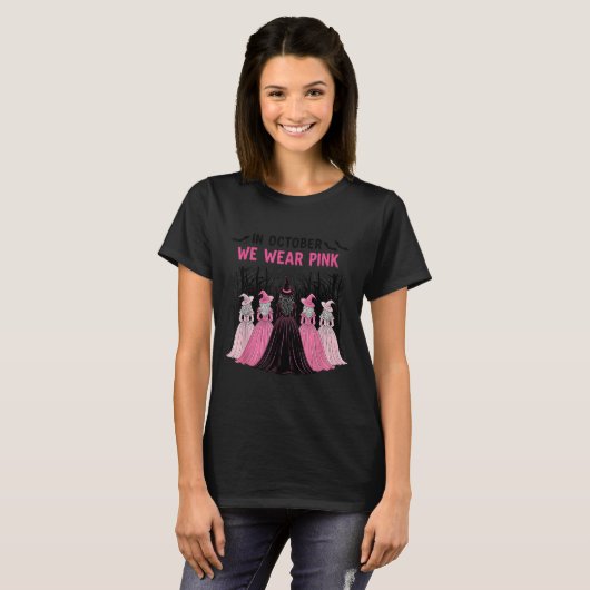 In October We Wear Nk Halloween Breast Cancer Awar T-shirt (Voorkant volledig)