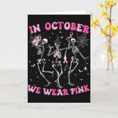 In October We Wear Nk Halloween Breast Cancer Skel Kaart (Gele Bloem)