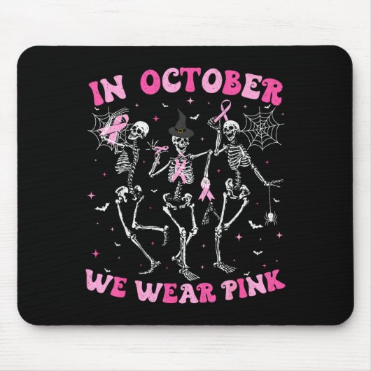 In October We Wear Nk Halloween Breast Cancer Skel Muismat (Voorkant)