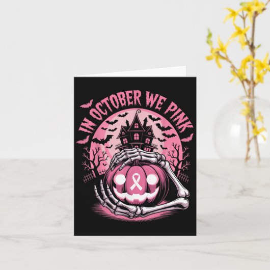 In October We Wear Nk Halloween Pumpkin Skeleton D Kaart (Gele Bloem)