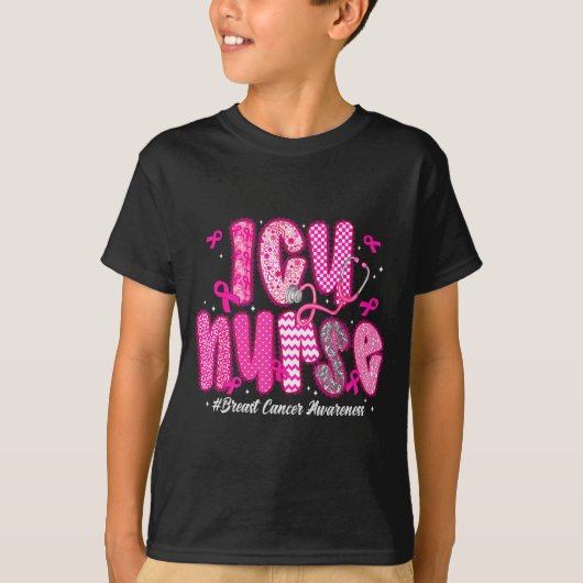 In October We Wear Nk Icu Nurse Breast Cancer Awar T-shirt (Voorkant)
