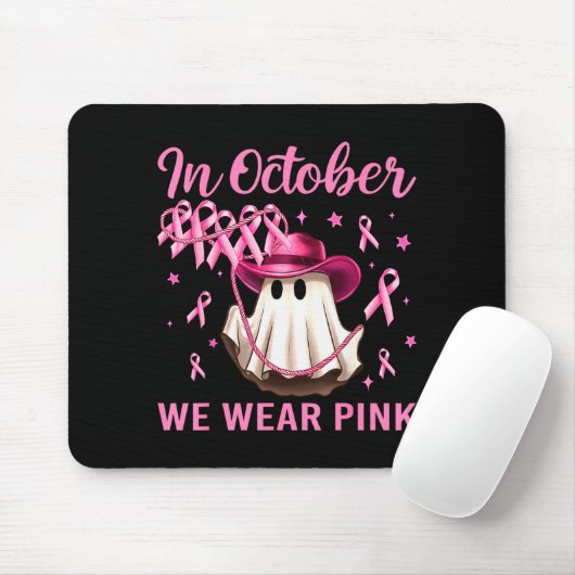 In October We Wear Nk Men Women Breast Cancer Awar Muismat (Met muis)