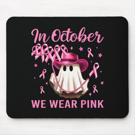 In October We Wear Nk Men Women Breast Cancer Awar Muismat (Voorkant)