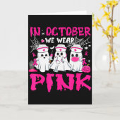 In October We Wear Nk Nurse Ghost Halloween Breast Kaart (Gele Bloem)