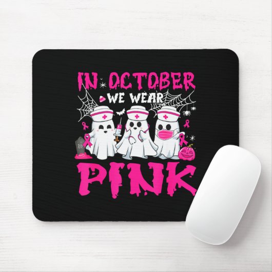 In October We Wear Nk Nurse Ghost Halloween Breast Muismat (Met muis)