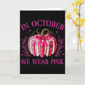 In October We Wear Nk Pumpkin Book Breast Cancer A Kaart (Gele Bloem)