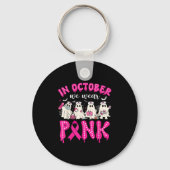 In October We Wear Nk Ribbon Ghost Nurse Halloween Sleutelhanger (Voorkant)
