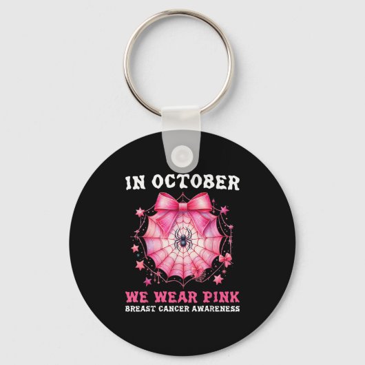 In October We Wear Nk Sder Web Breast Cancer Aware Sleutelhanger (Voorkant)