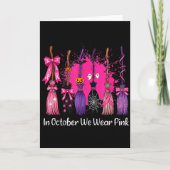 In October We Wear Nk Witch Broom Breast Cancer Ha Kaart (Voorkant)