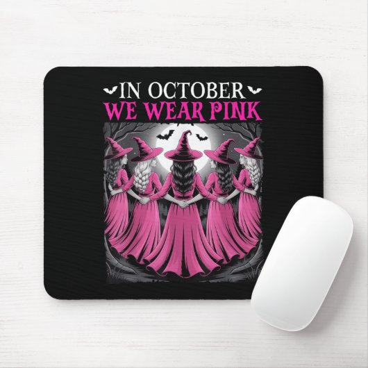 In October We Wear Nk Witch Halloween Breast Cance Muismat (Met muis)