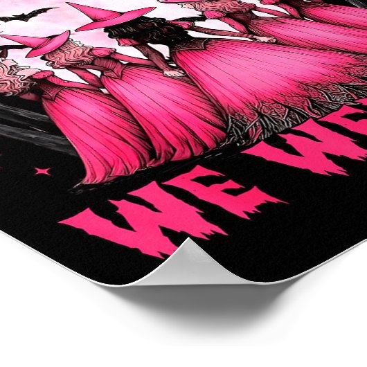 In October We Wear Nk Witch Halloween Breast Cance Poster (Hoek)