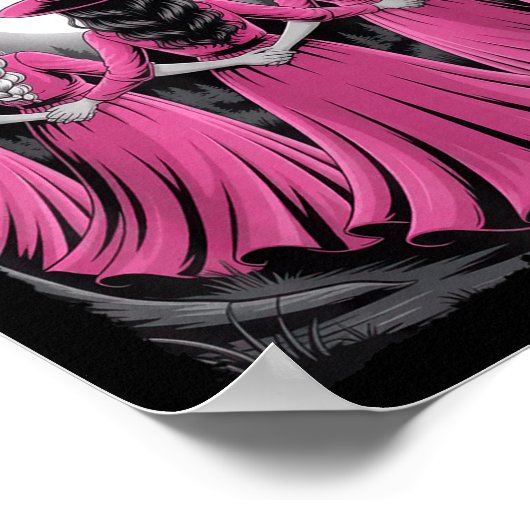 In October We Wear Nk Witch Halloween Breast Cance Poster (Hoek)