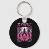 In October We Wear Nk Witch Halloween Breast Cance Sleutelhanger (Voorkant)