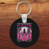 In October We Wear Nk Witch Halloween Breast Cance Sleutelhanger (Voorkant)