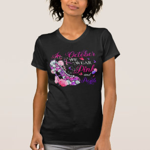 In October we wear pink and purple breast carcinoa T-shirt