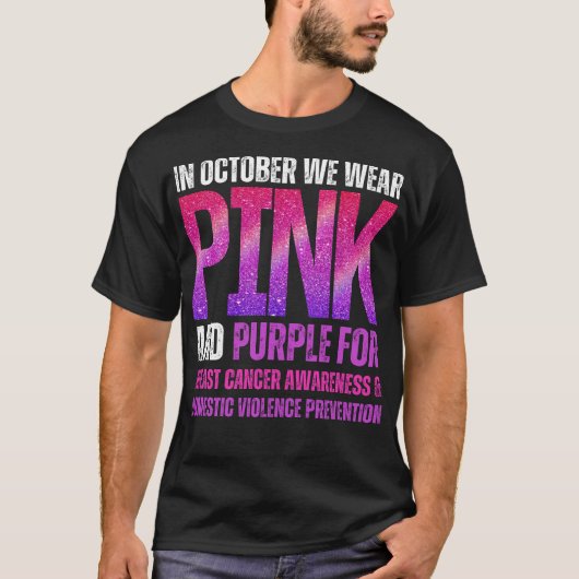 In October we wear pink and purple breast carcinoa T-shirt (Voorkant)