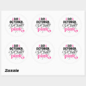 In October We Wear Pink Breast Cancer Awareness Ronde Sticker (Vel)