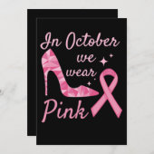 In October We Wear Pink Breast Cancer Awareness Save The Date (Voorkant / Achterkant)
