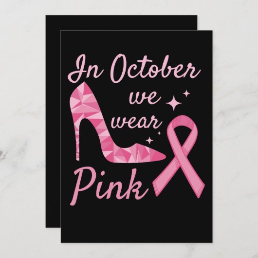 In October We Wear Pink Breast Cancer Awareness Save The Date (Voorkant / Achterkant)