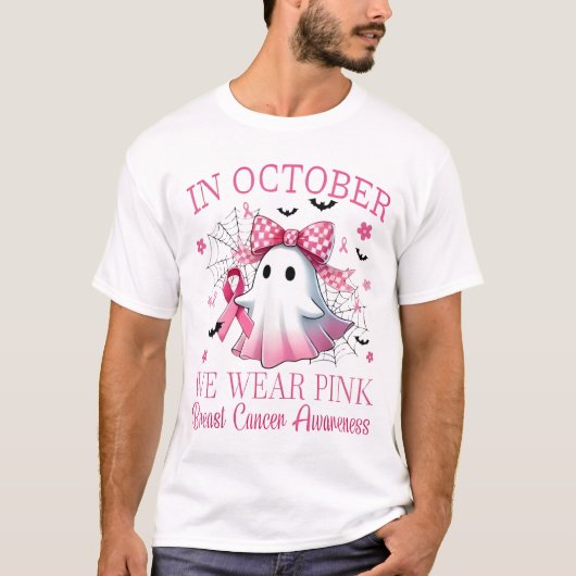 In October We Wear Pink Breast Cancer Awareness T-shirt (Voorkant)