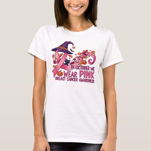 In October We Wear Pink – Breast Cancer Awareness T-shirt (Voorkant)
