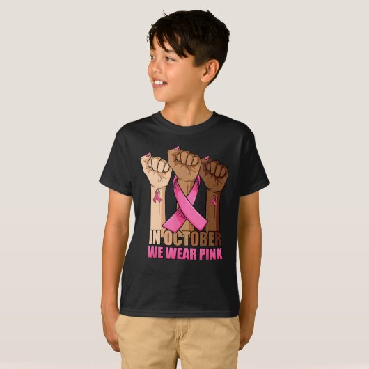 In October We Wear Pink Breast Cancer Awareness T- T-shirt (Voorkant volledig)