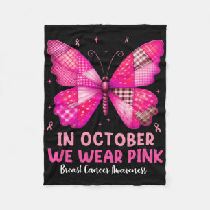 In October We Wear Pink Butterfly Breast Cancer Aw Fleece Deken