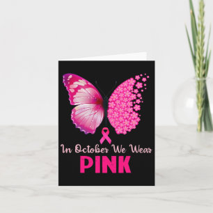 In October We Wear Pink Butterfly Breast Cancer Aw Kaart