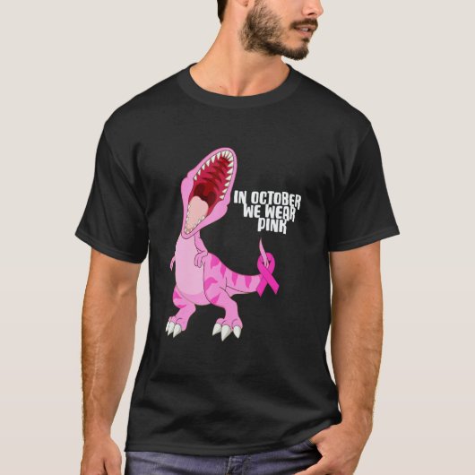 In October We Wear Pink Dinosaur Trex Dino Kid Boy T-shirt (Voorkant)